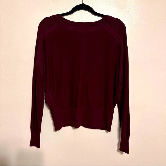WHBM Relaxed Drop Shoulder Cashmere Blend Cardigan Sweater size medium burgundy - Picture 7 of 7